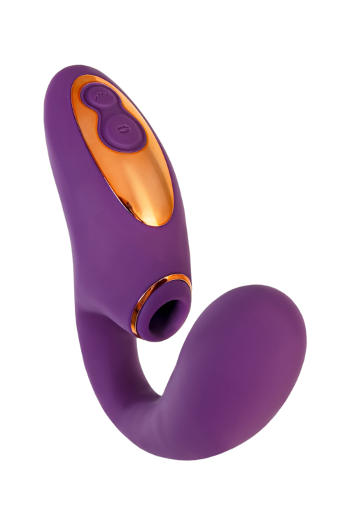 Фиолетовый вибромассажер с клиторальной стимуляцией Megam - 0
