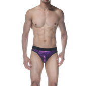 Фиолетовые блестящие мужские трусы-стринги - 0