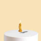Золотистая свеча для торта в виде фаллоса - 4,5 см. - 1