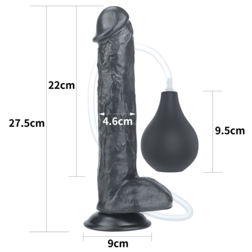 Черный фаллоимитатор-гигант с грушей 11 Squirt Extreme Dildo - 27,5 см. - 1