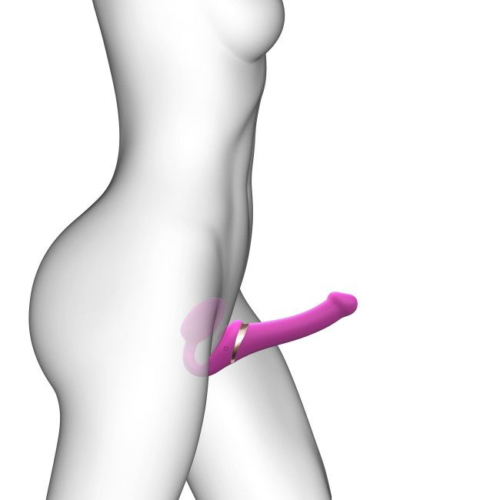 Ярко-розовый безремневой страпон Multi Orgasm Size S с клиторальной стимуляцией - 4