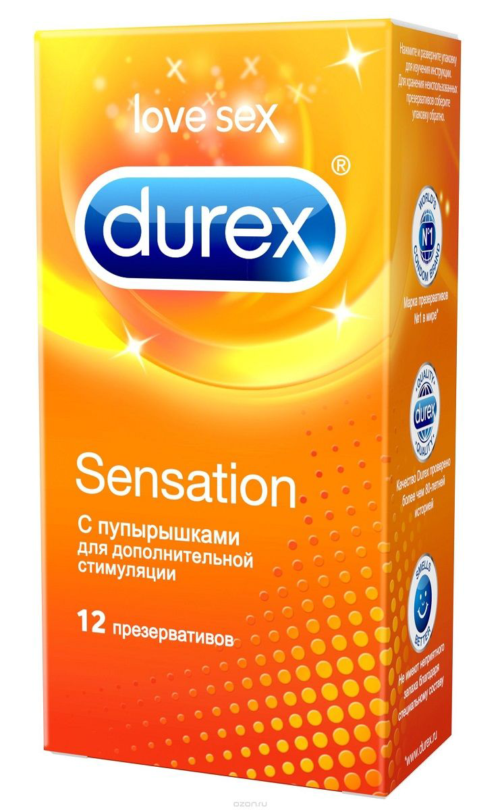 Презервативы с точечной структурой Durex Sensation - 12 шт. - 0