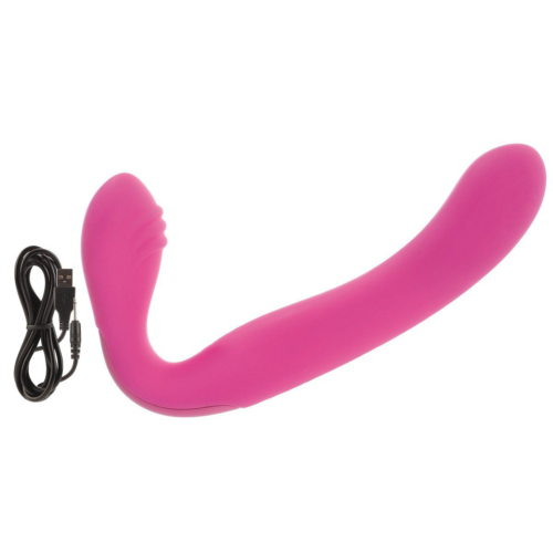Розовый перезаряжаемый водонепроницаемый страпон Rechargeable Silicone Love Rider Strapless Strap-On - 0