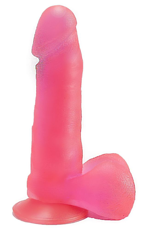 Розовый гелевый фаллоимитатор на подошве-присоске - 16 см. - 0