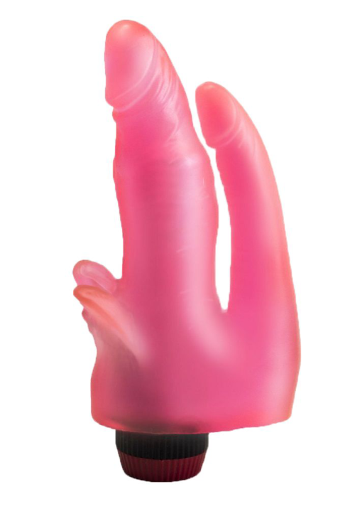 Двойной анально-вагинальный вибромассажёр с лепестками - 17 см. - 0