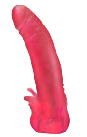 Розовая насадка для страпона с клиторальными лепестками - 18,5 см. - 0