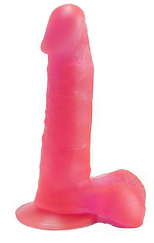 Розовый гелевый дилдо на присоске - 16,5 см. - 0