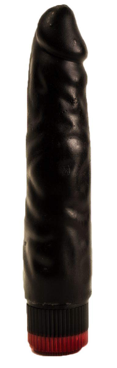 Реалистичный чёрный дилдо с вибрацией - 16,5 см. - 0