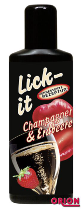 Смазка для орального секса Lick It со вкусом клубники с шампанским - 100 мл. - 0