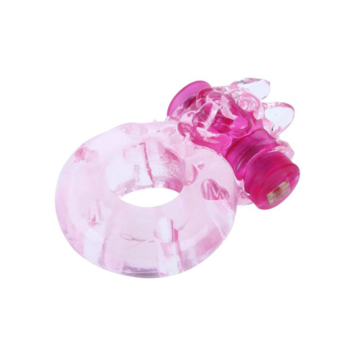 Розовое эрекционное виброкольцо с кошкой на вибропуле - 1