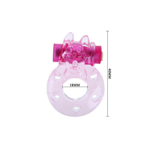 Розовое эрекционное виброкольцо с кошкой на вибропуле - 2