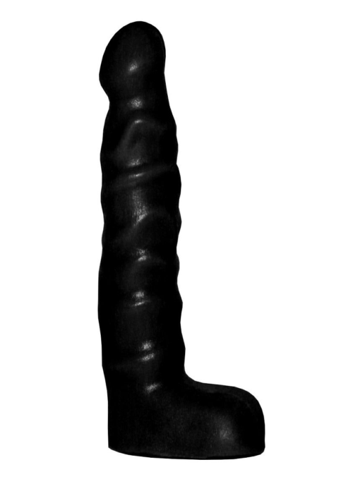 Чёрный анальный стимулятор с мошонкой - 14 см. - 0