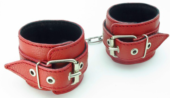 Красные кожаные наручники - 1