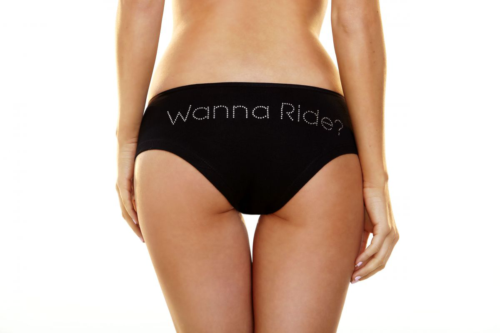 Трусики-слип с надписью стразами Wanna Ride - 1