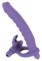 Фиолетовая насадка на пенис для двойной стимуляции Los Analos - 16 см. - 1