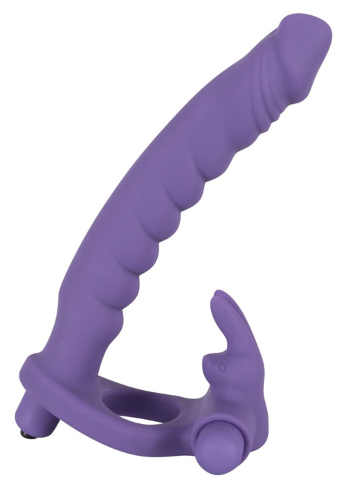 Фиолетовая насадка на пенис для двойной стимуляции Los Analos - 16 см. - 0