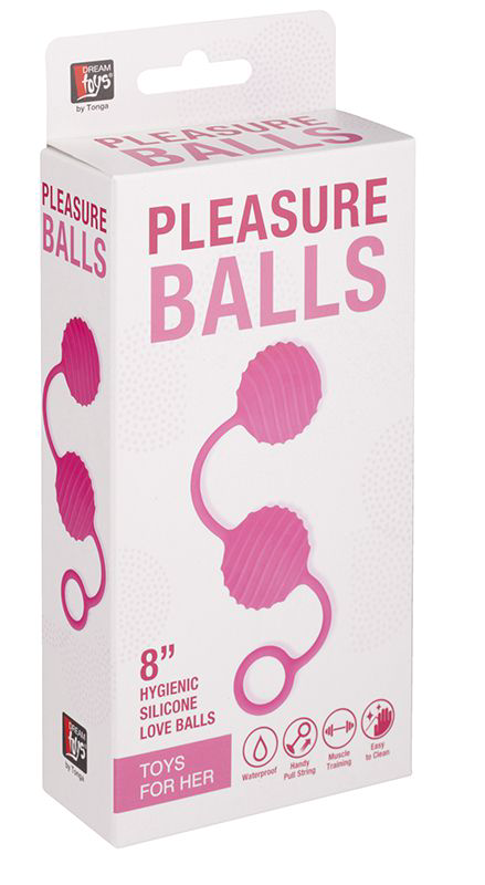 Розовые вагинальные шарики с ребристым рельефом - 1