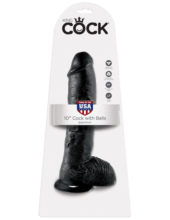 Реалистичный чёрный фаллоимитатор-гигант 10 Cock with Balls - 25,4 см. - 0