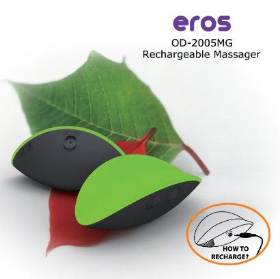 Зелёный вибромассажер Eros для стимуляции эрогенных зон - 1