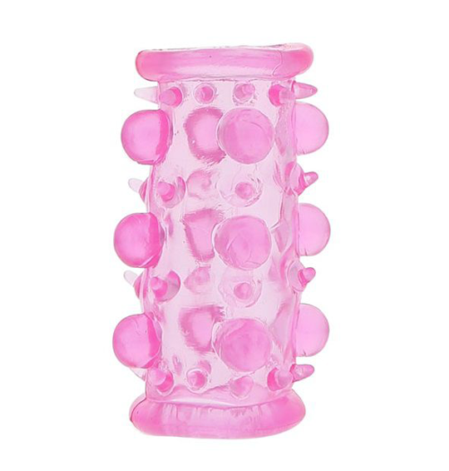 Эластичная розовая насадка с шипами и шишечками JELLY JOY LUST CLUSTER PINK - 0