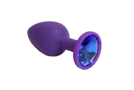 Фиолетовая силиконовая пробка с синим стразом - 7,1 см. - 0