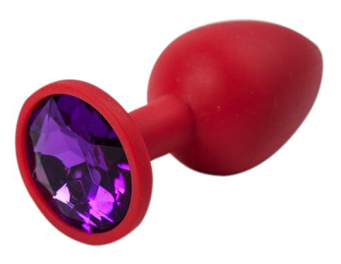 Красная силиконовая пробка с фиолетовым кристаллом - 7,1 см. - 0