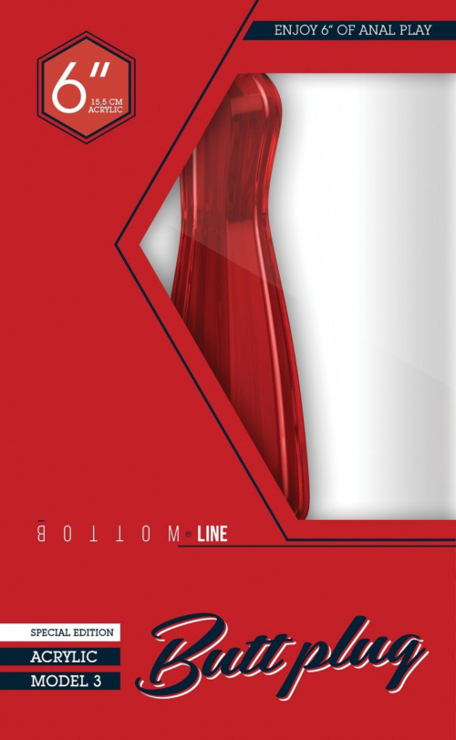 Красный анальный стимулятор Bottom Line 6 Model 3 Acrylic Red - 15,5 см. - 1