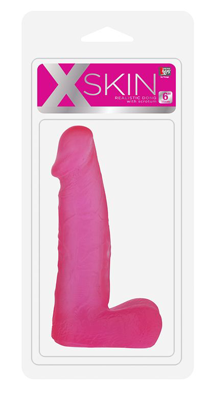 Розовый фаллоимитатор средних размеров XSKIN 6 PVC DONG - 15 см. - 1