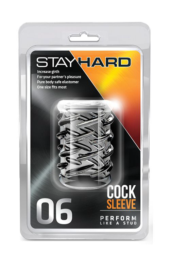 Прозрачная насадка с объёмными чёрточками STAY HARD COCK SLEEVE 06 CLEAR - 1