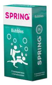 Презервативы SPRING BUBBLES с пупырышками - 9 шт. - 0