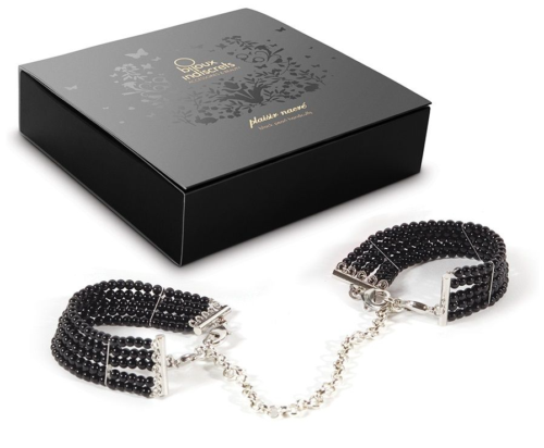 Чёрные дизайнерские наручники Plaisir Nacre Bijoux - 0