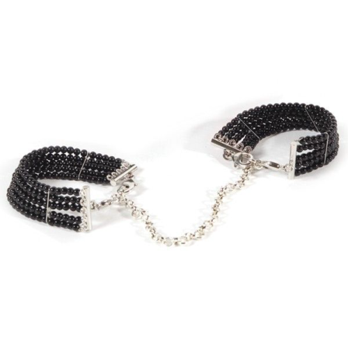 Чёрные дизайнерские наручники Plaisir Nacre Bijoux - 1