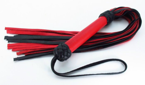 Черно-красная плеть с красной ручкой Турецкие головы - 57 см. - 0