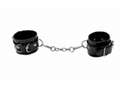 Черные кожаные наручники с заклепками - 0