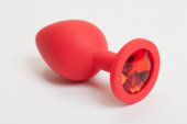 Красная силиконовая пробка с красным кристаллом - 9,5 см. - 0