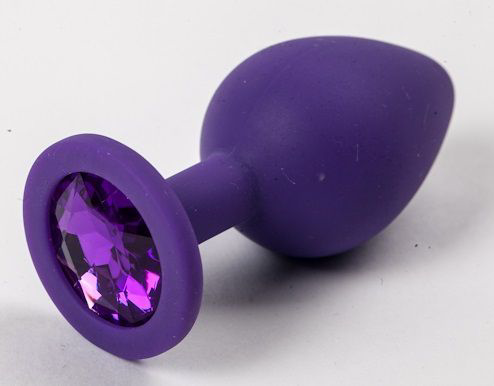 Большая фиолетовая силиконовая пробка с фиолетовым кристаллом - 9,5 см. - 0