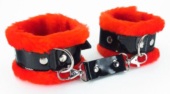 Красные наручники с мехом BDSM Light - 0