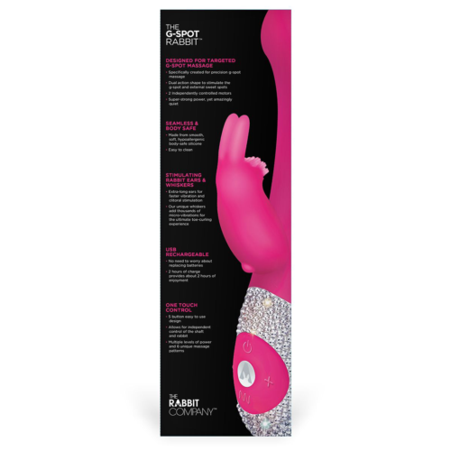 Розовый вибромассажёр The G-spot Rabbit с украшенной стразами рукоятью - 22 см. - 3