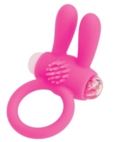 Розовое эрекционное виброкольцо A-toys с ушками - 0