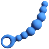 Синяя упругая анальная цепочка Flexible Wand - 18 см. - 0