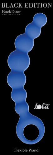Синяя упругая анальная цепочка Flexible Wand - 18 см. - 2