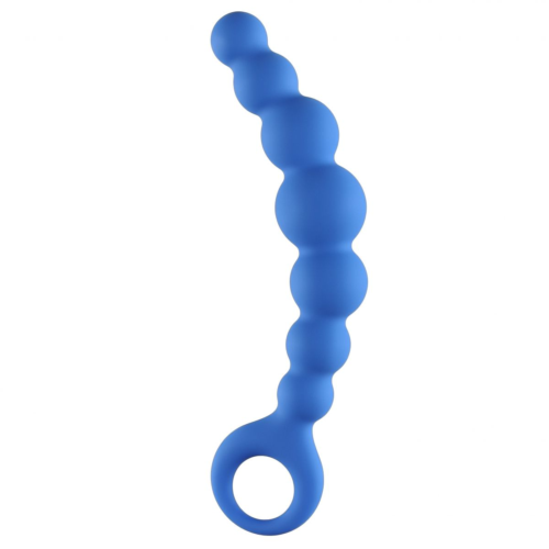 Синяя упругая анальная цепочка Flexible Wand - 18 см. - 1