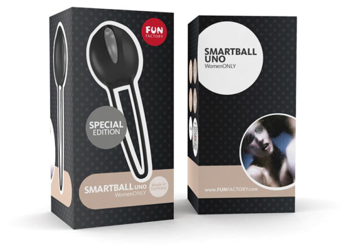 Чёрно-серый вагинальный шарик Smartballs Uno - 1