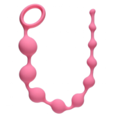 Розовая анальная цепочка Long Pleasure Chain - 35 см. - 0