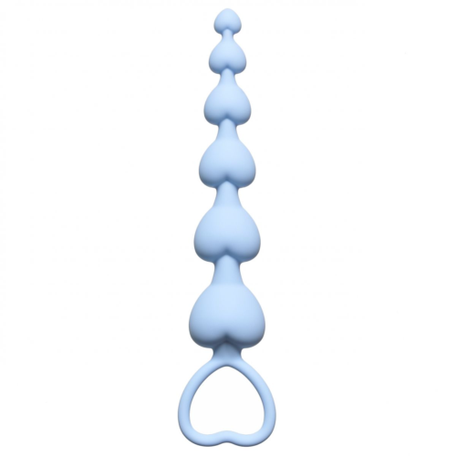Голубая анальная цепочка Heart s Beads Blue - 18 см. - 0
