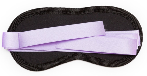 Чёрная маска на глаза Purple Black с фиолетовыми завязками - 1