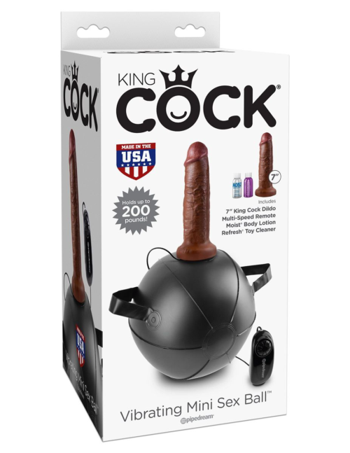 Мини-мяч с фаллической насадкой коричневого цвета и вибрацией Vibrating Mini Sex Ball with 7 Dildo - 17,7 см. - 3