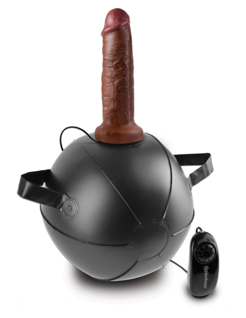 Мини-мяч с фаллической насадкой коричневого цвета и вибрацией Vibrating Mini Sex Ball with 7 Dildo - 17,7 см. - 0