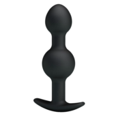 Чёрные силиконовые анальные шарики - 10,4 см. - 1