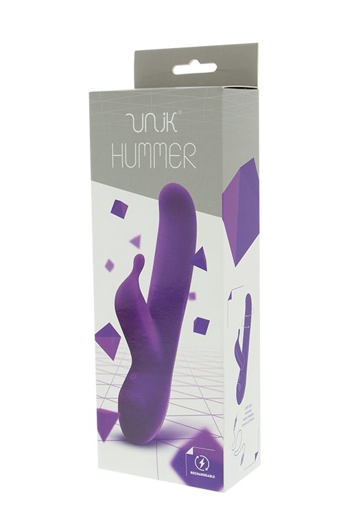 Фиолетовый вибратор с клиторальным стимулятором UNIK HUMMER - 20,7 см. - 1